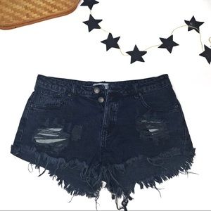 Impressions Black Denim Shorts Size Large